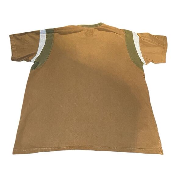 Vintage Y2K Mambo Surf De Luxe Graphic T-Shirt Size XL Army Brown Green Splatter - Picture 2 of 6